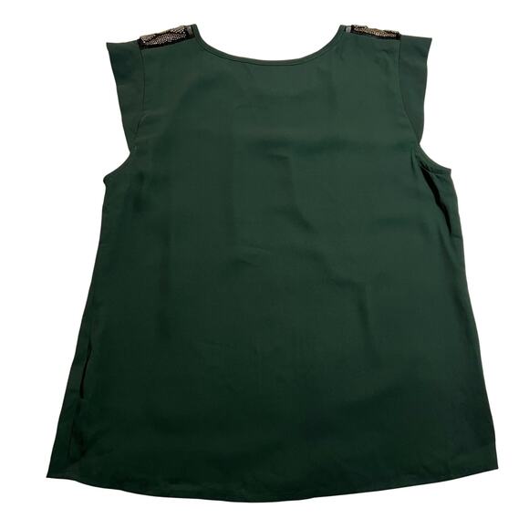 Women's Crewneck Cap Sleeve Beaded Shoulder Blouse Size Medium Festival Party - Picture 2 of 6